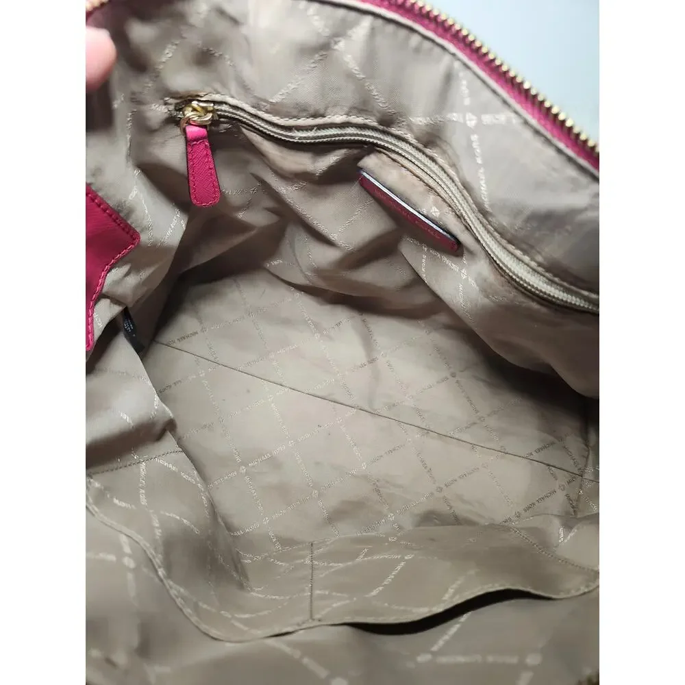Michael Kors Top Handle Satchel Pink Leather Gold Hardware Classic Preppy Bag